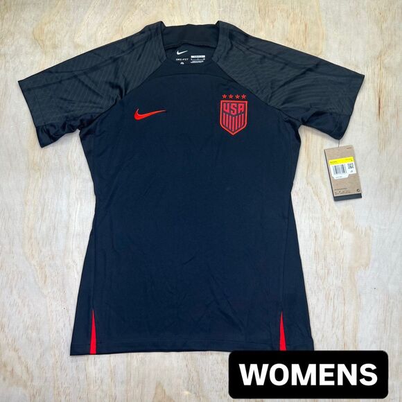 NEW SM WOMENS Nike USWNT USA Soccer Dri-FIT Strike Top Black Short Sleeves - Picture 1 of 11